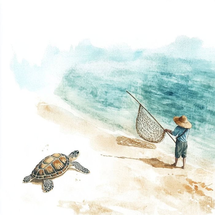 Povestioară pentru copii - Broasca țestoasă de mare Mia și pescarul